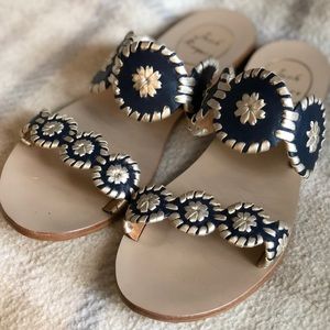 Jack Rogers Navy Lauren Sandals, Sz 6